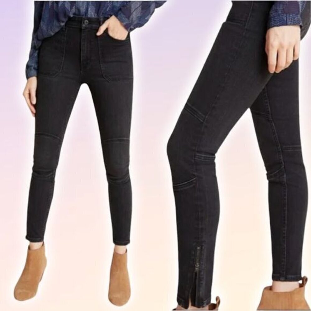 PILCRO AND THE LETTERPRESS Anthropologie High-Rise Ankle Zip Denim Legging Sz 25